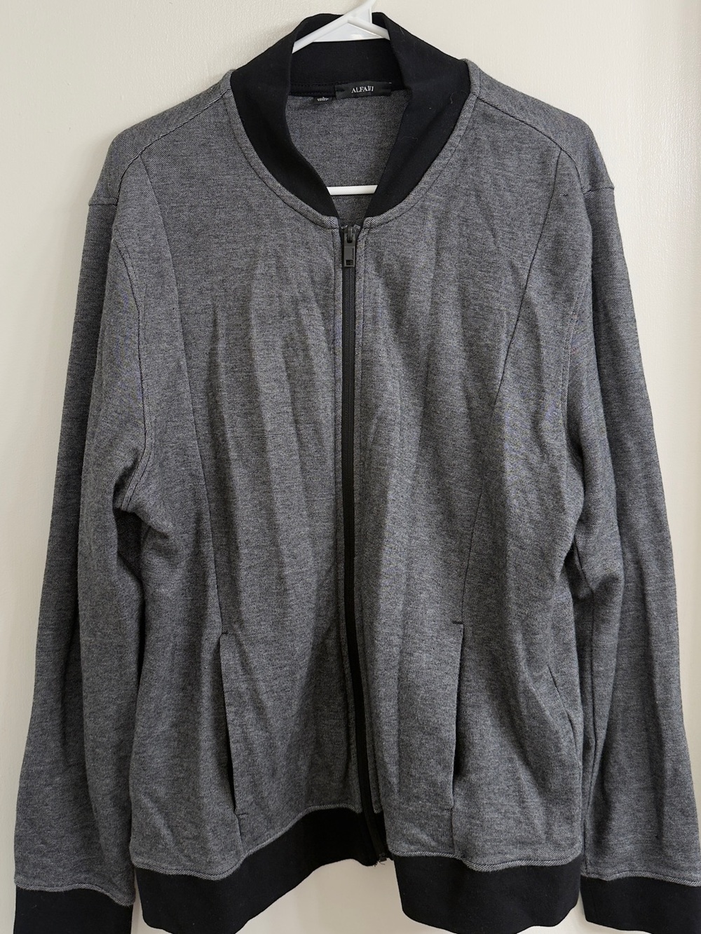 Alfani Gray Bomber Jacket with Black Trim